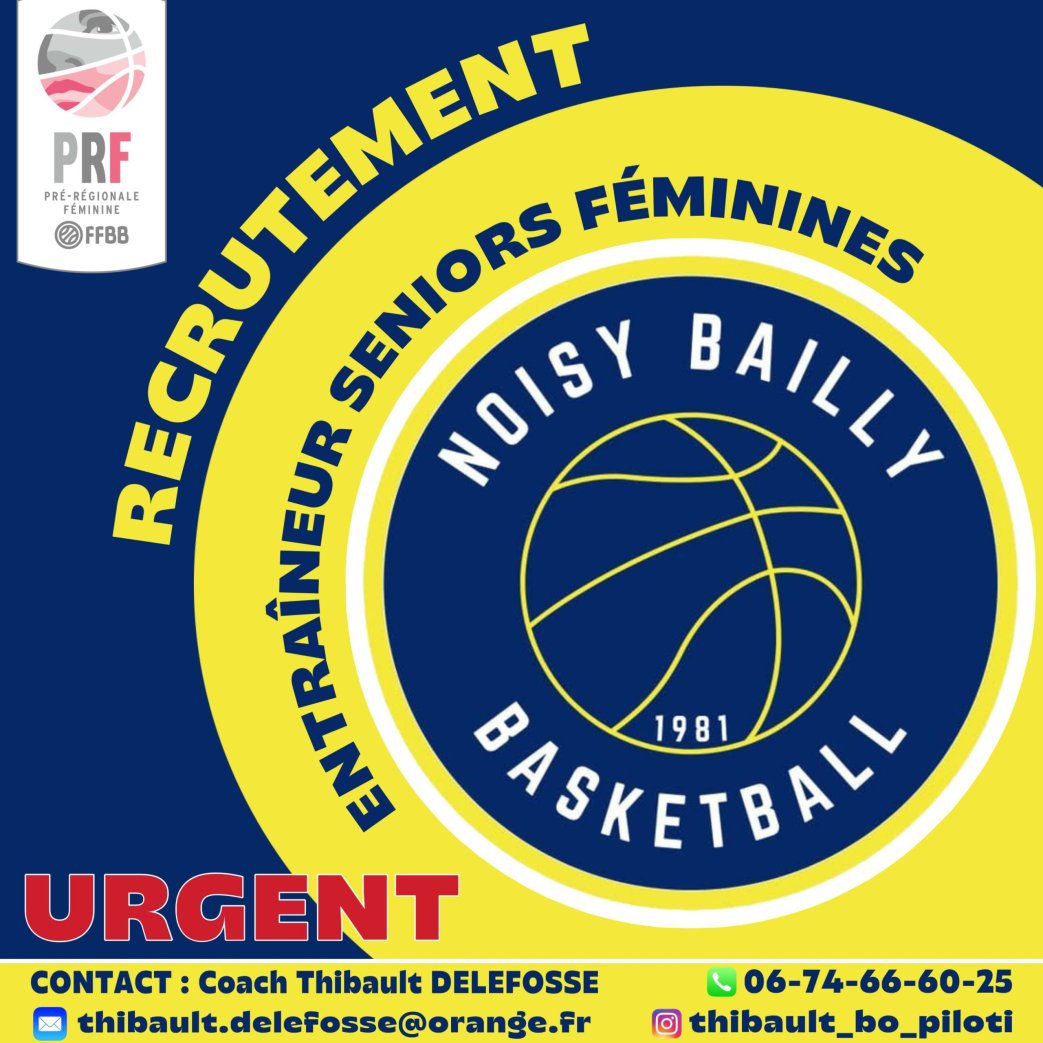 L’ASBB Noisy Bailly recherche un entraineur pour ses Seniors Féminines !