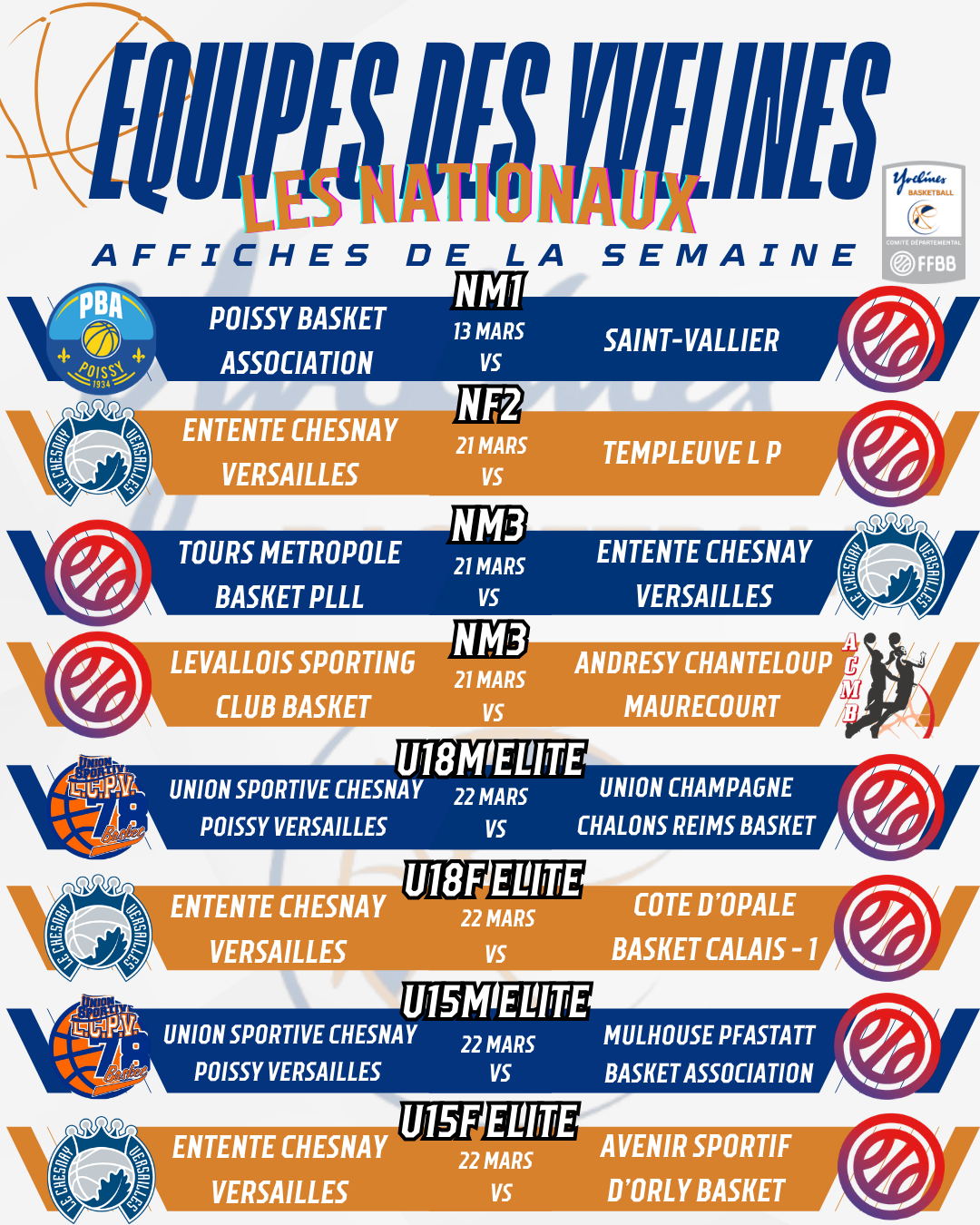 Affiches du week-end Nationaux 13-21.03